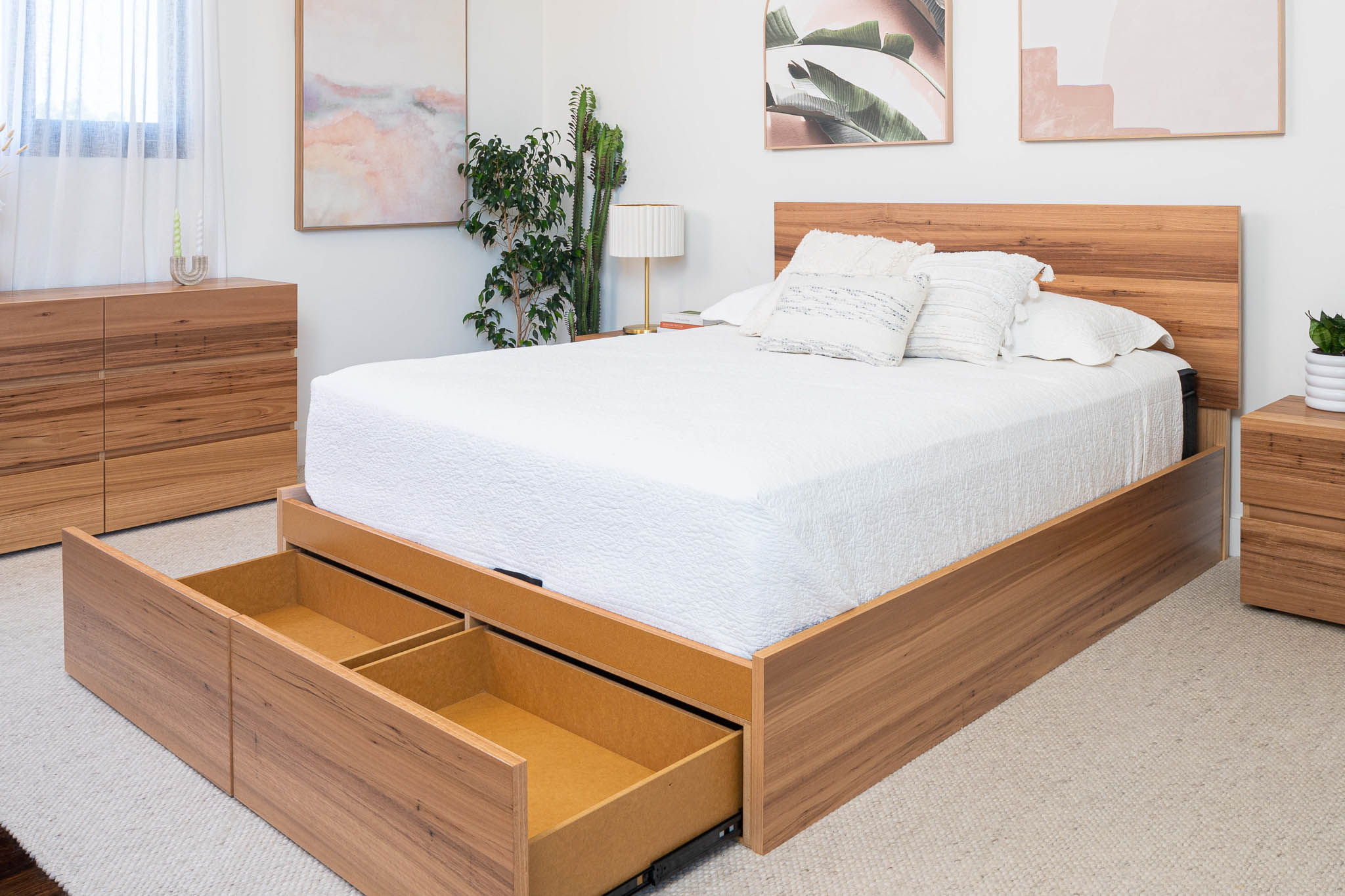 Dusk 2 Drawer Gas Lift Wormy Chestnut Bed Frame - Image 12