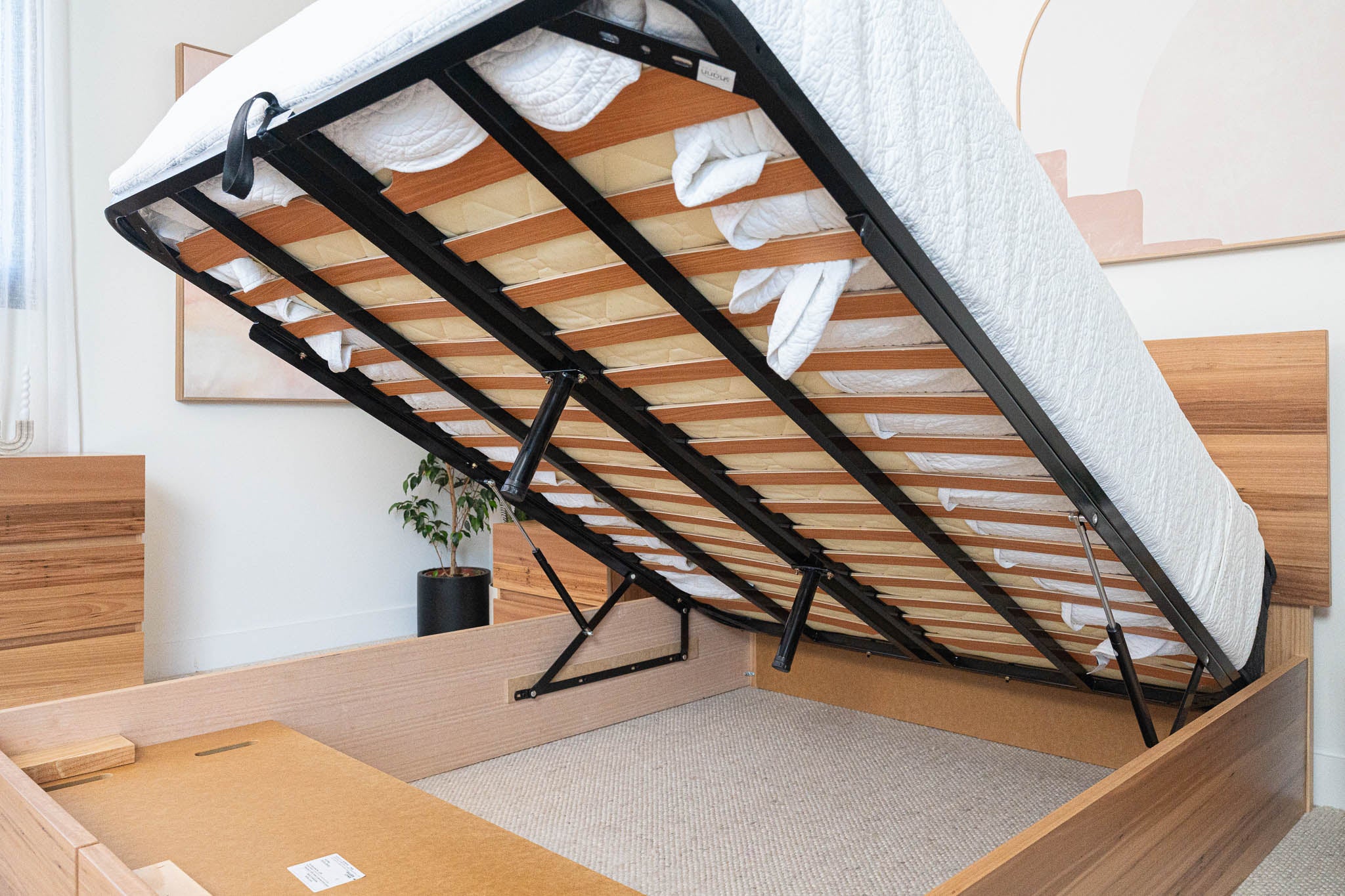 Dusk 2 Drawer Gas Lift Wormy Chestnut Bed Frame - Image 13