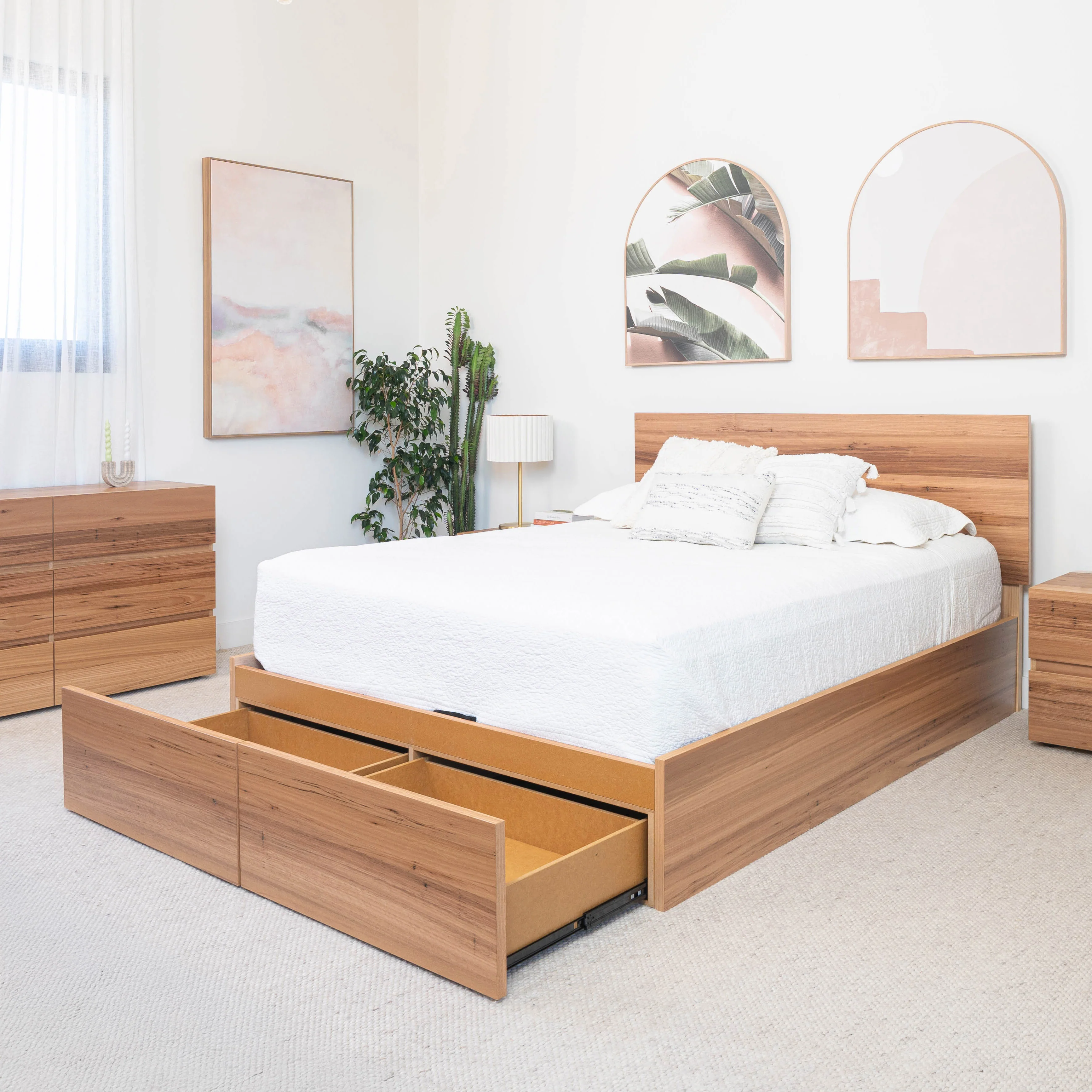 Dusk 2 Drawer Gas Lift Wormy Chestnut Bed Frame - Image 2