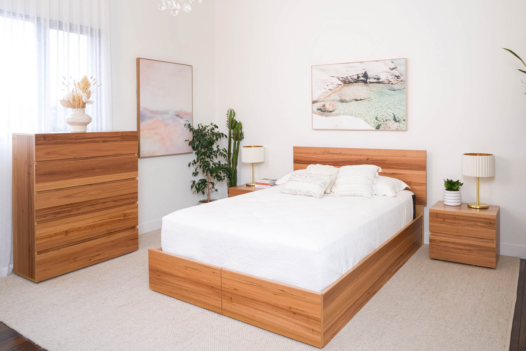 Dusk 2 Drawer Gas Lift Wormy Chestnut Bed Frame - Image 3