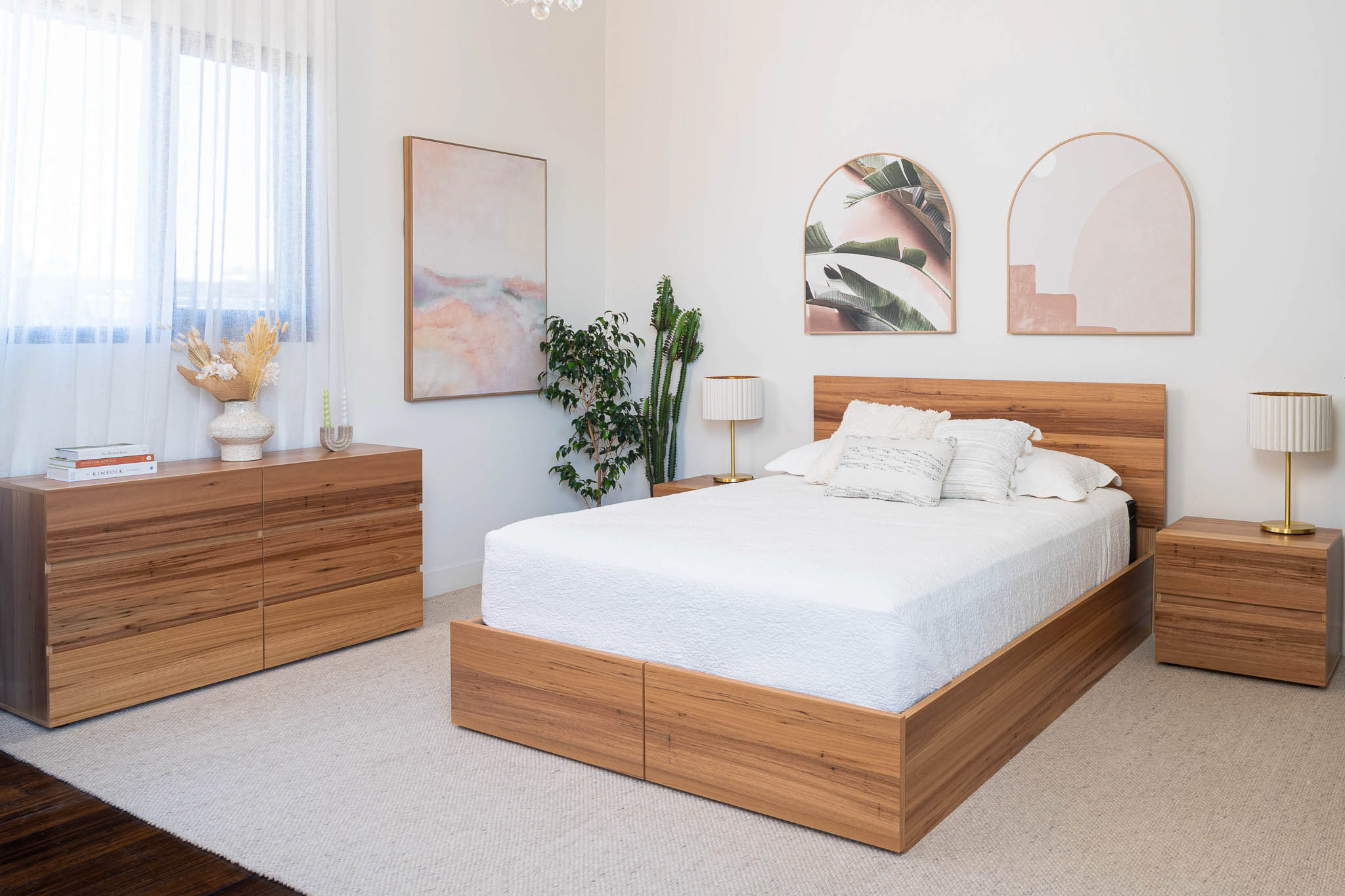 Dusk 2 Drawer Gas Lift Wormy Chestnut Bed Frame - Image 4