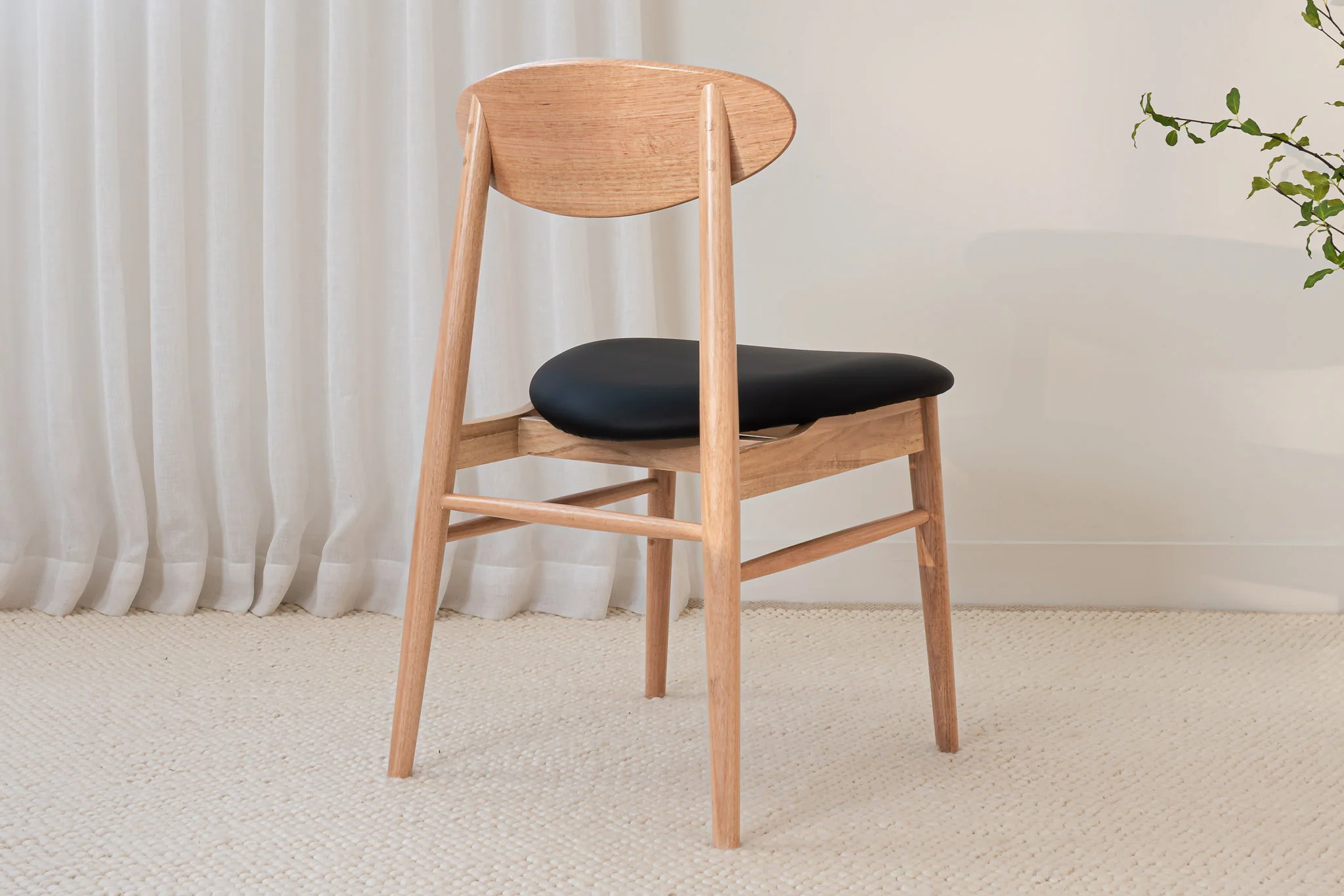 Eluna Tasmanian Oak Black PU Upholstered Dining Chair - Image 2