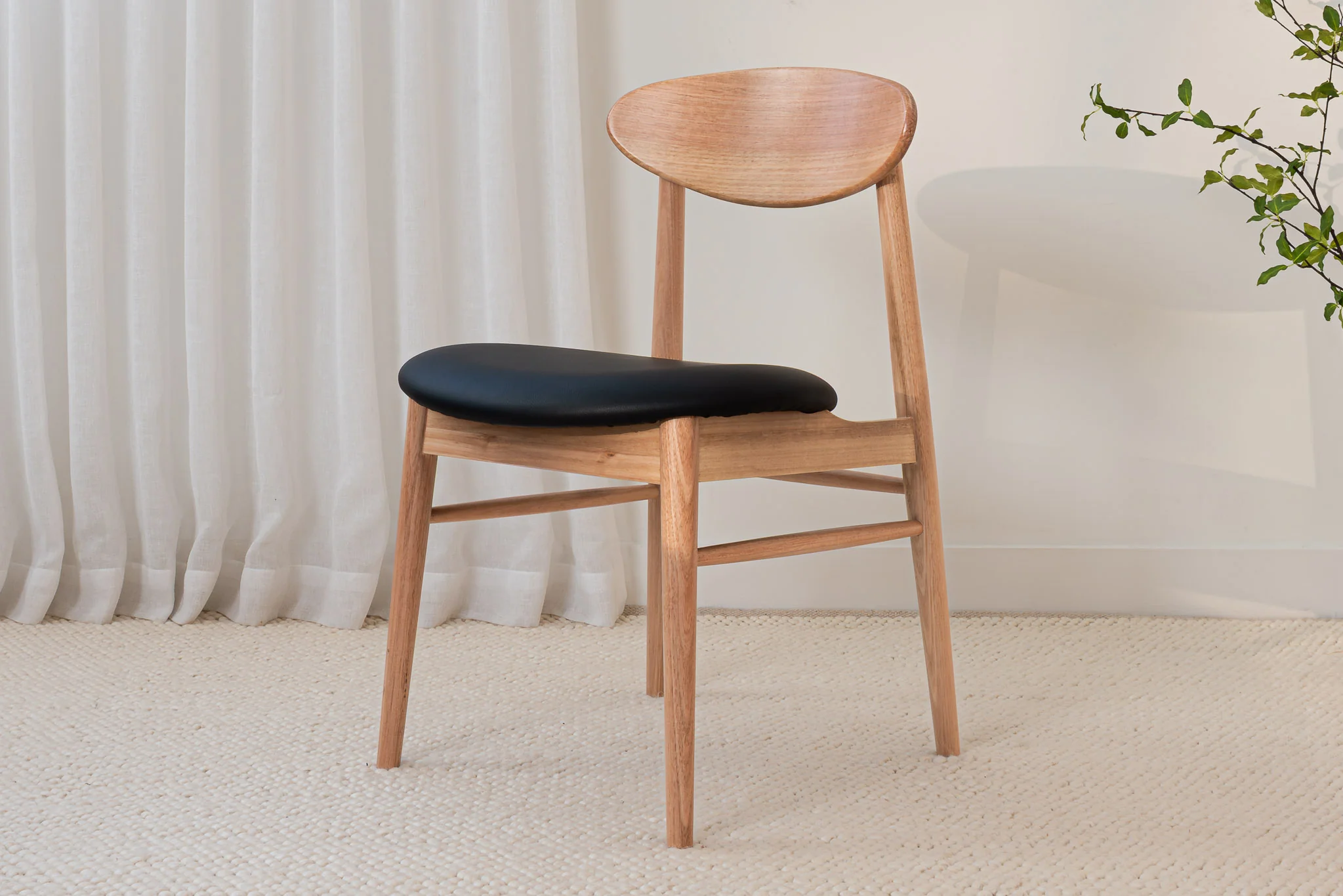 Eluna Tasmanian Oak Black PU Upholstered Dining Chair - Image 3