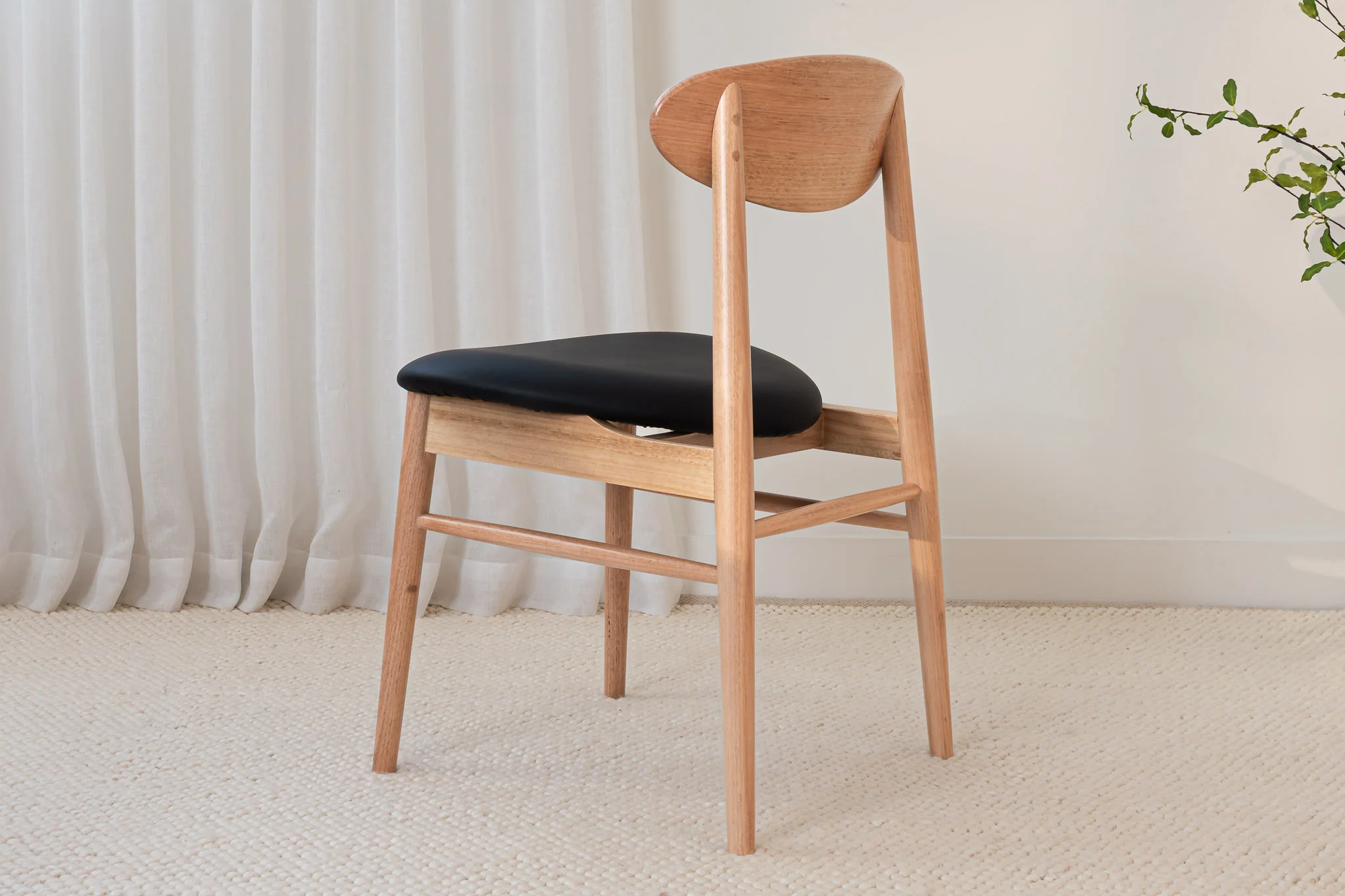 Eluna Tasmanian Oak Black PU Upholstered Dining Chair - Image 4