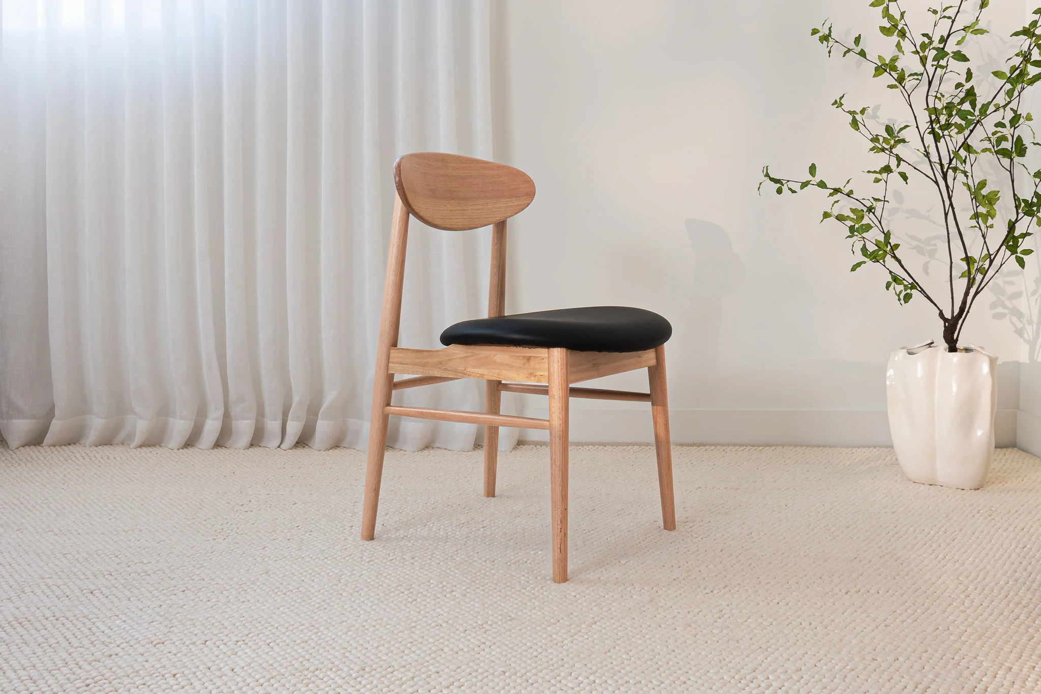 Eluna Tasmanian Oak Black PU Upholstered Dining Chair - Image 5