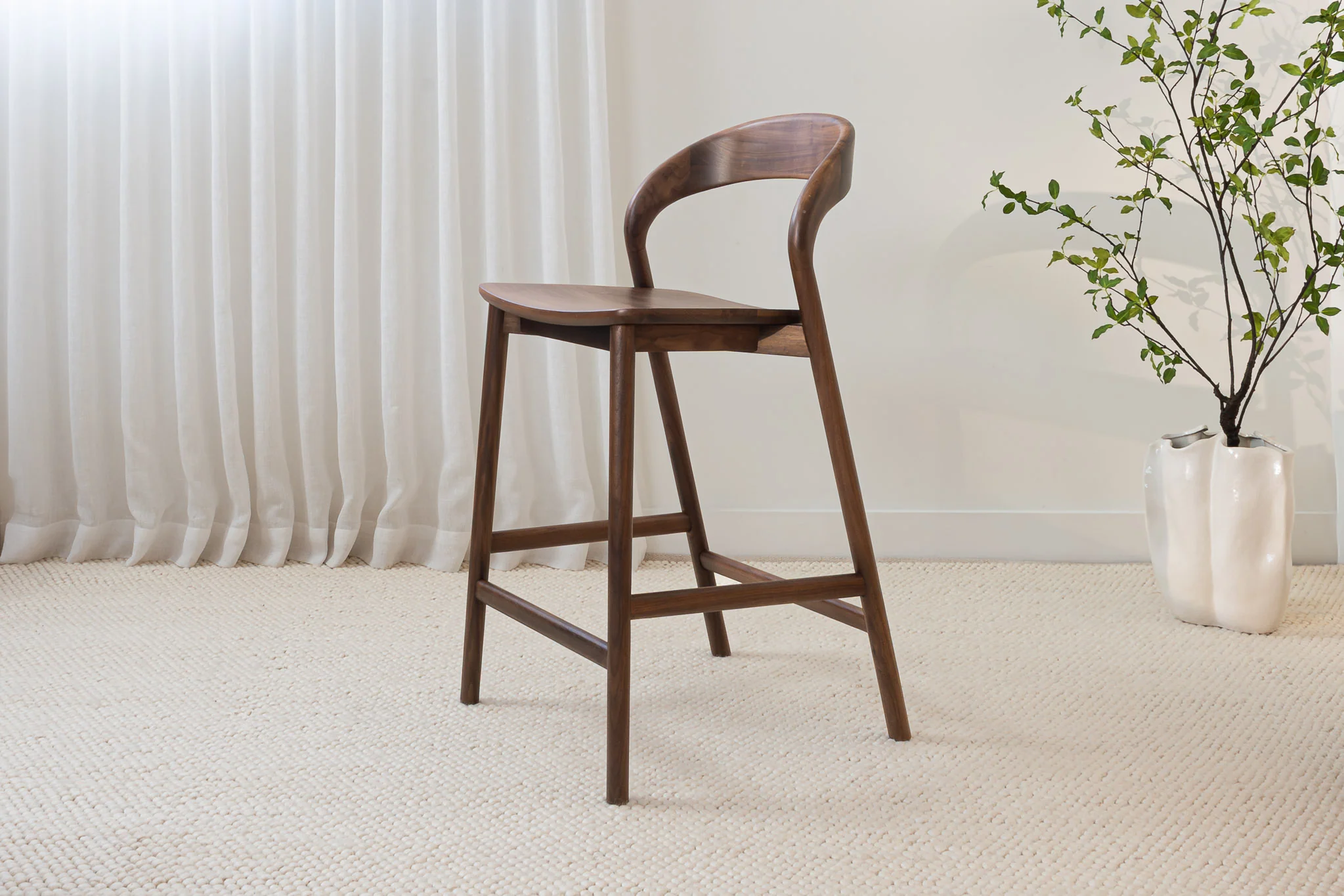 Freya Solid Walnut Barstool - Image 3