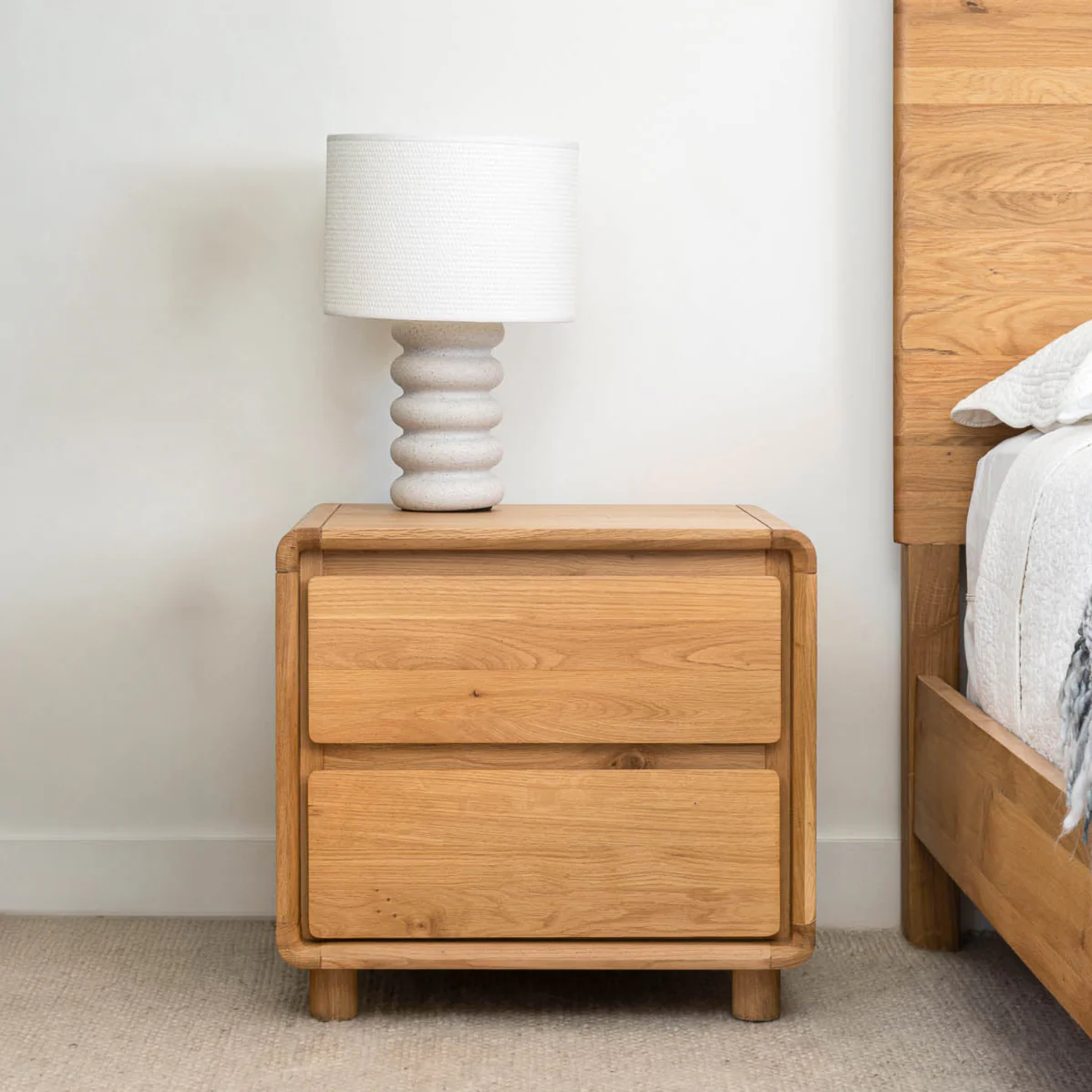 Haven American Oak Bedside Table