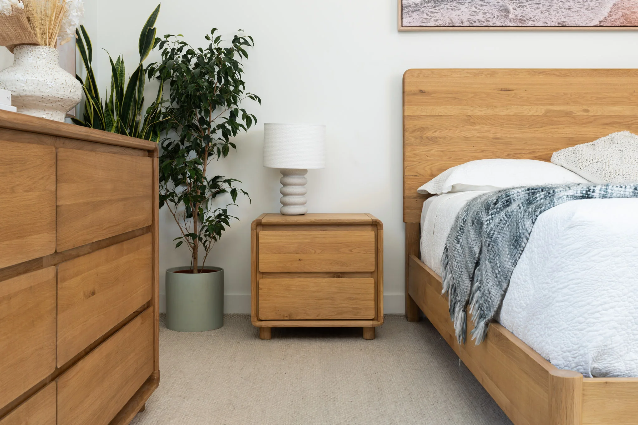 Haven American Oak Bedside Table - Image 2