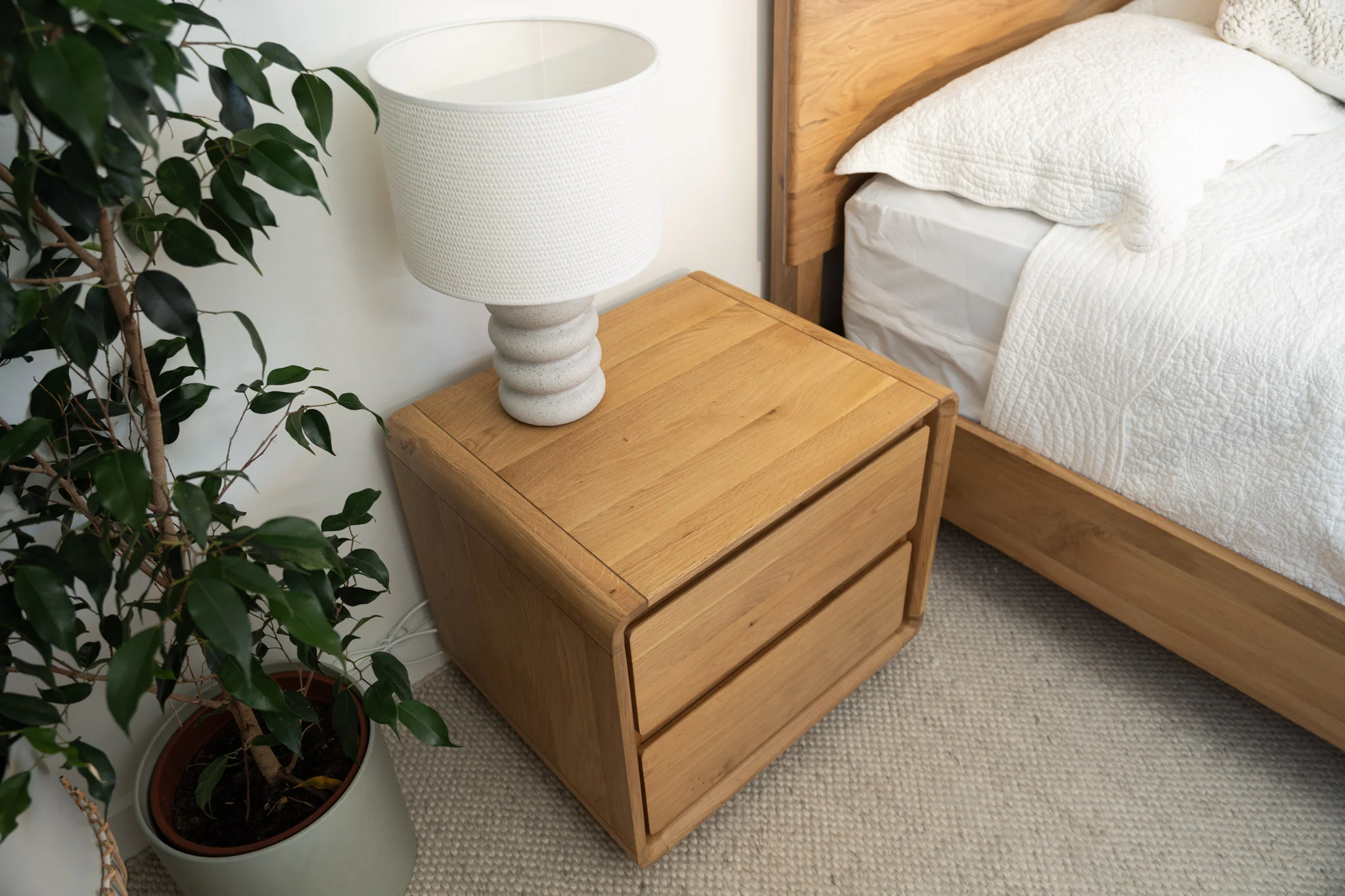 Haven American Oak Bedside Table - Image 3