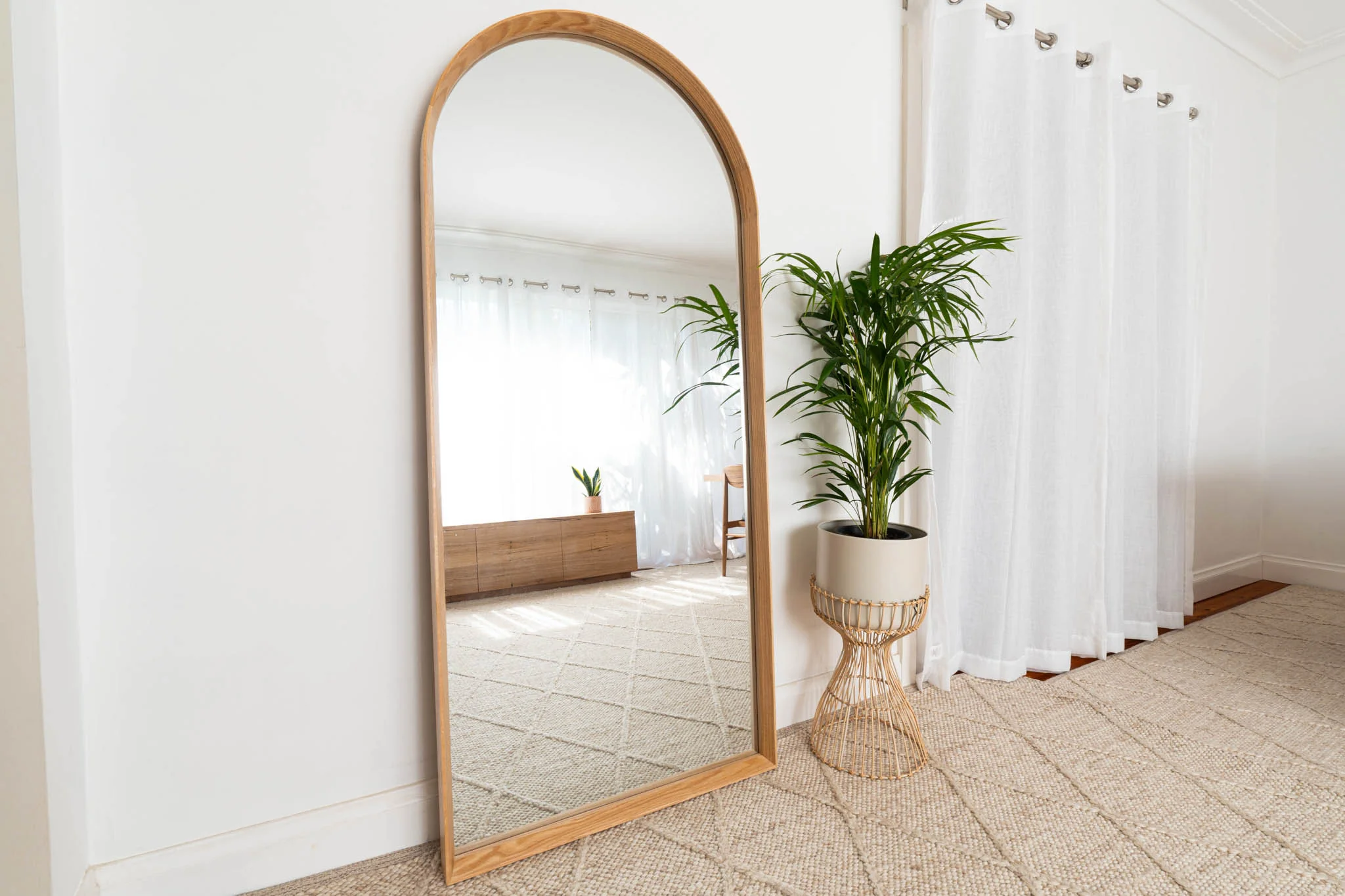 Ingrid American Oak Full Length Arch Mirror - Image 3