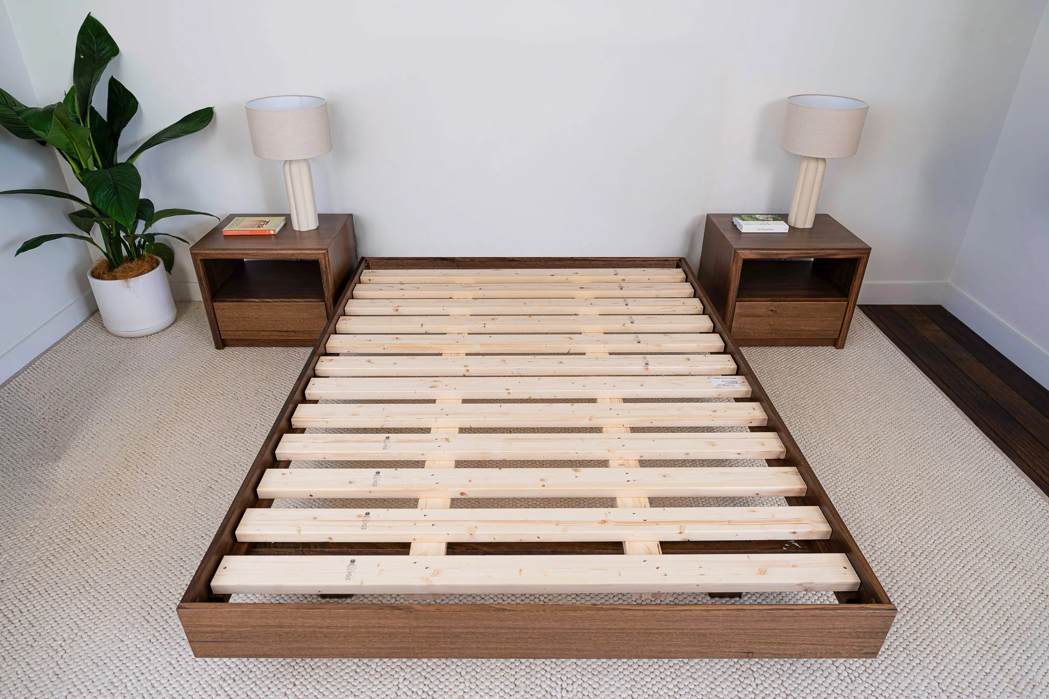 Yakka Base Tasmanian Oak Feature Grade Bed Frame (Smoked Walnut Stain) - Image 5