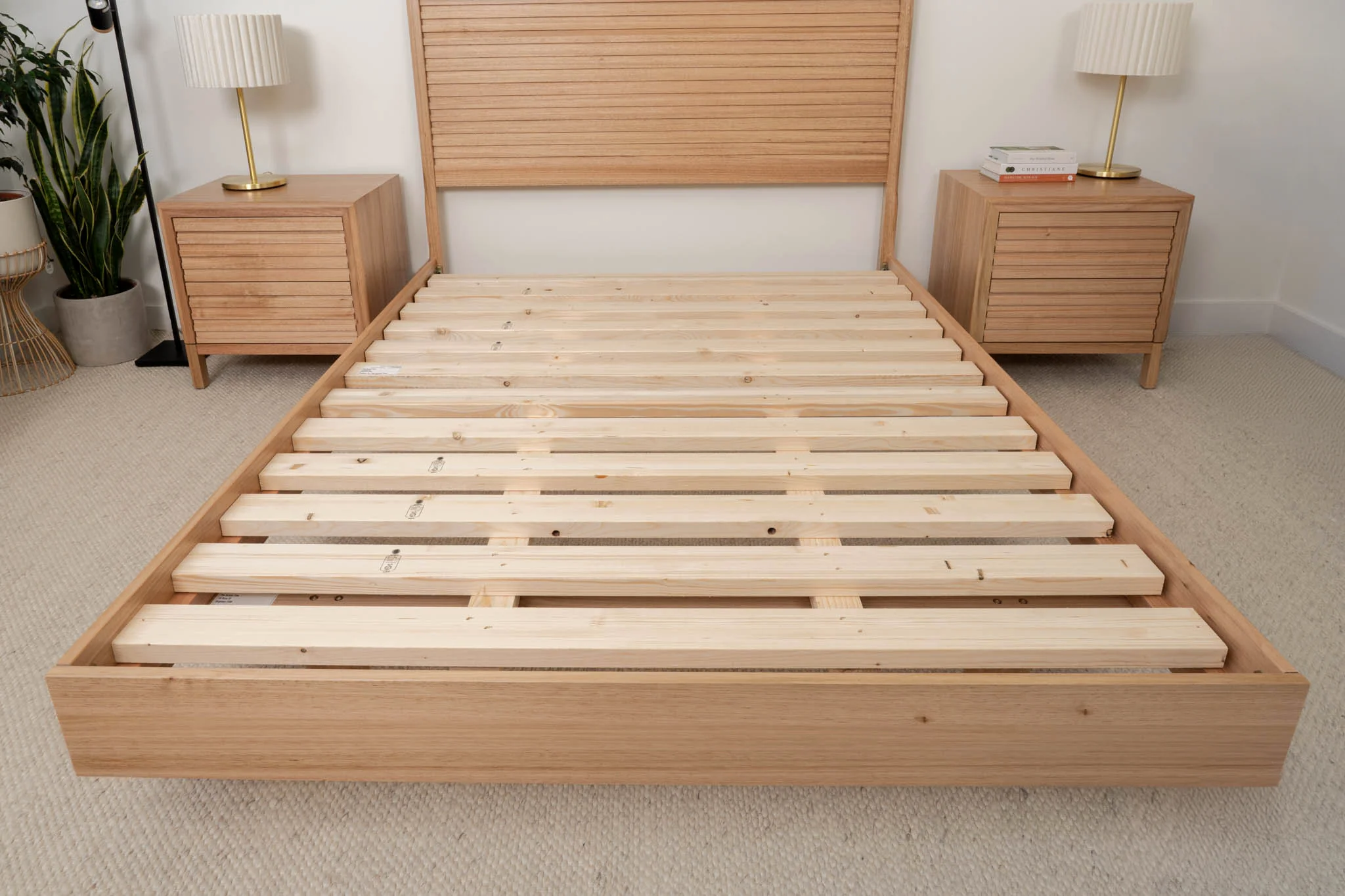 Yakka Luna Headboard Tasmanian Oak Floating Bed Frame - Image 11