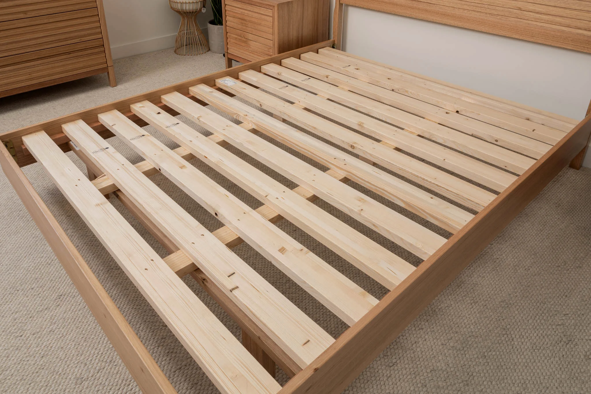 Yakka Luna Headboard Tasmanian Oak Floating Bed Frame - Image 13