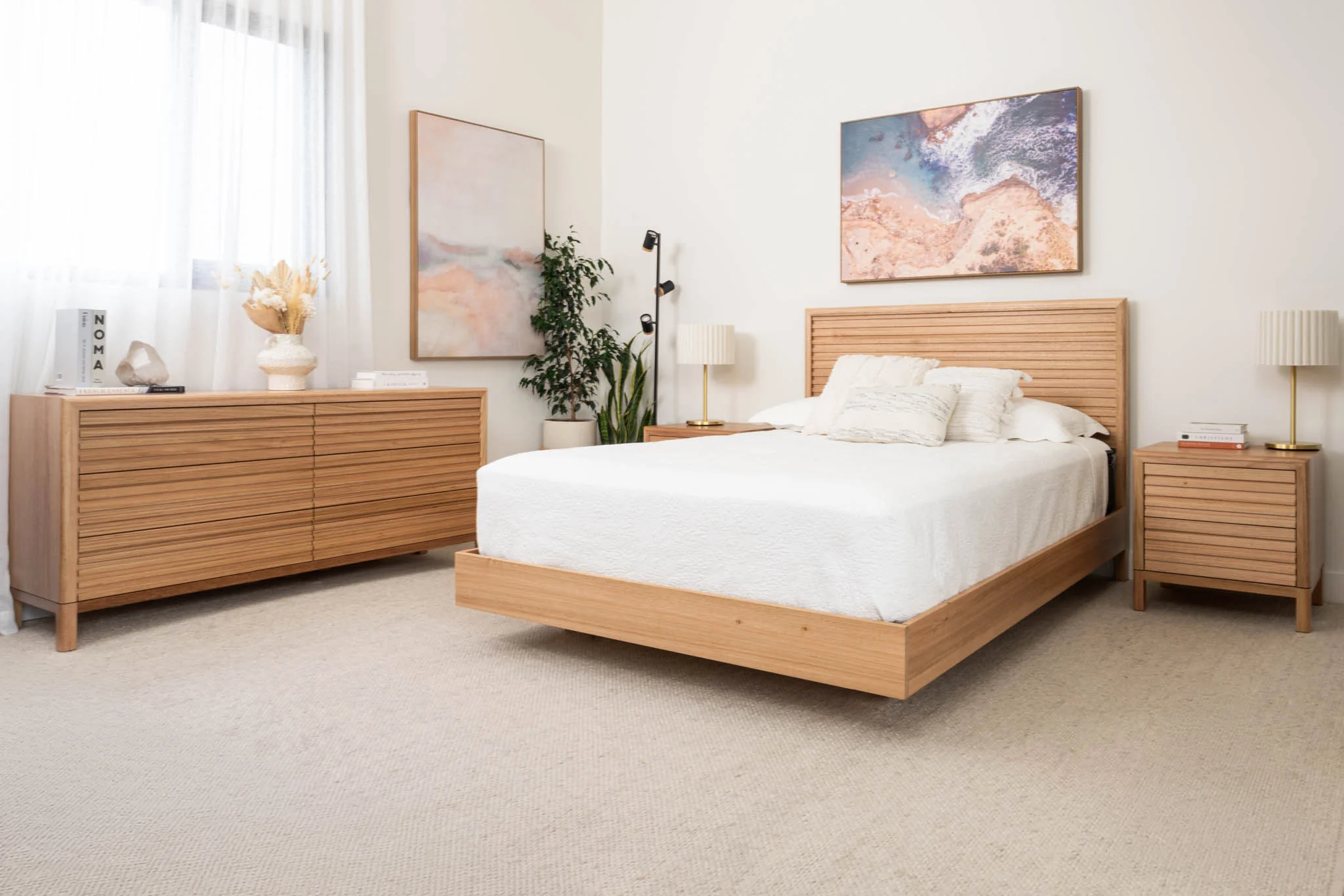Yakka Luna Headboard Tasmanian Oak Floating Bed Frame - Image 2