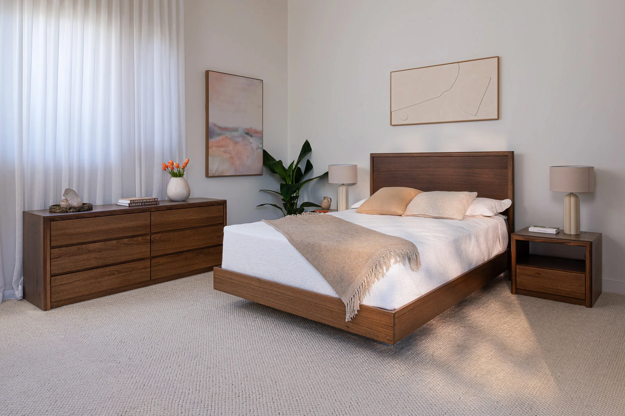 Yakka Tasmanian Oak Feature Grade Bed Frame (Smoked Walnut Stain) - Image 2