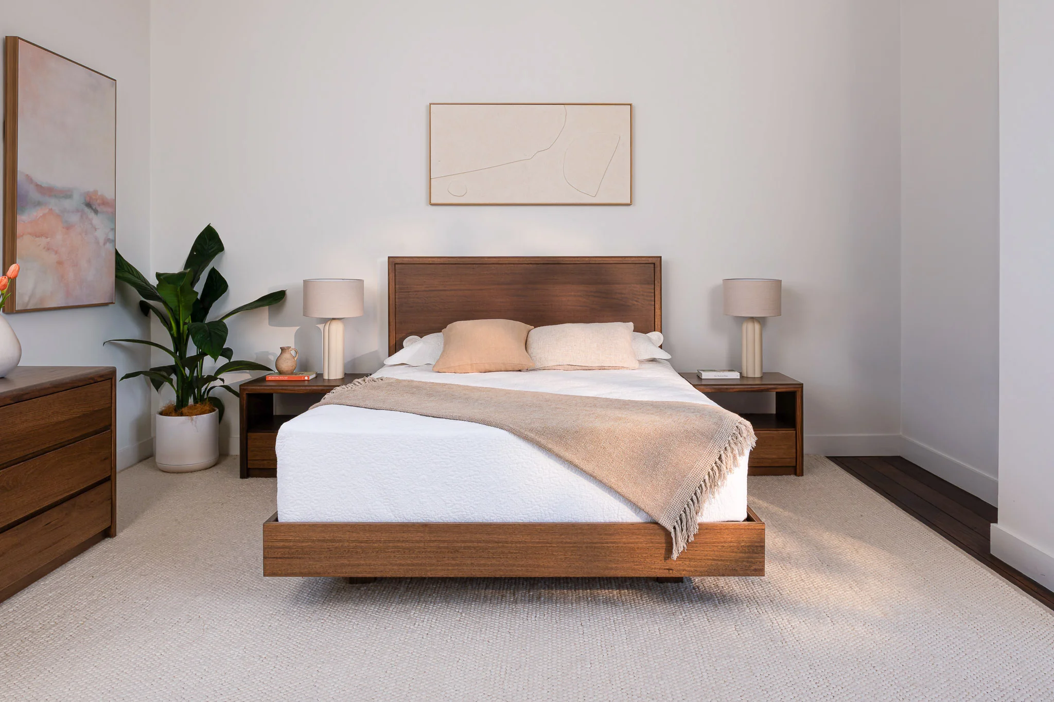 Yakka Tasmanian Oak Feature Grade Bed Frame (Smoked Walnut Stain) - Image 3