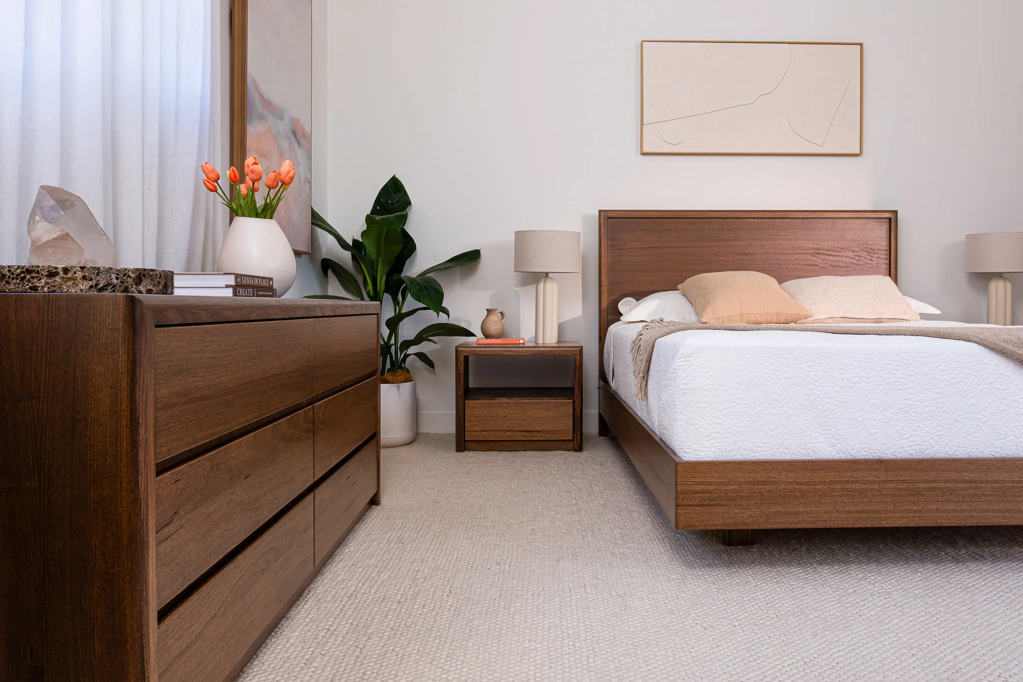 Yakka Tasmanian Oak Feature Grade Bed Frame (Smoked Walnut Stain) - Image 5
