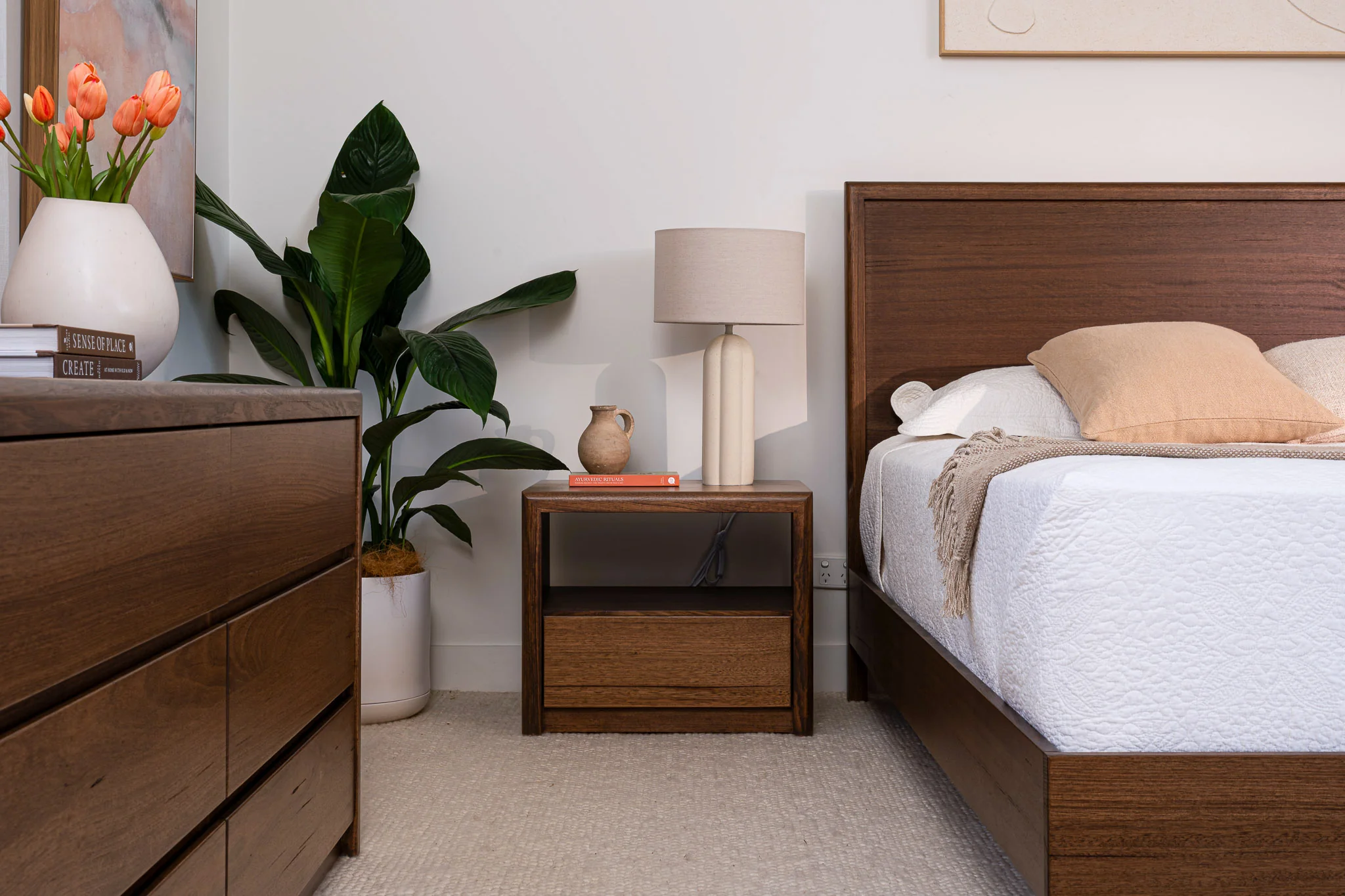 Yakka Tasmanian Oak Feature Grade Bedside Table (Smoked Walnut Stain) - Image 2