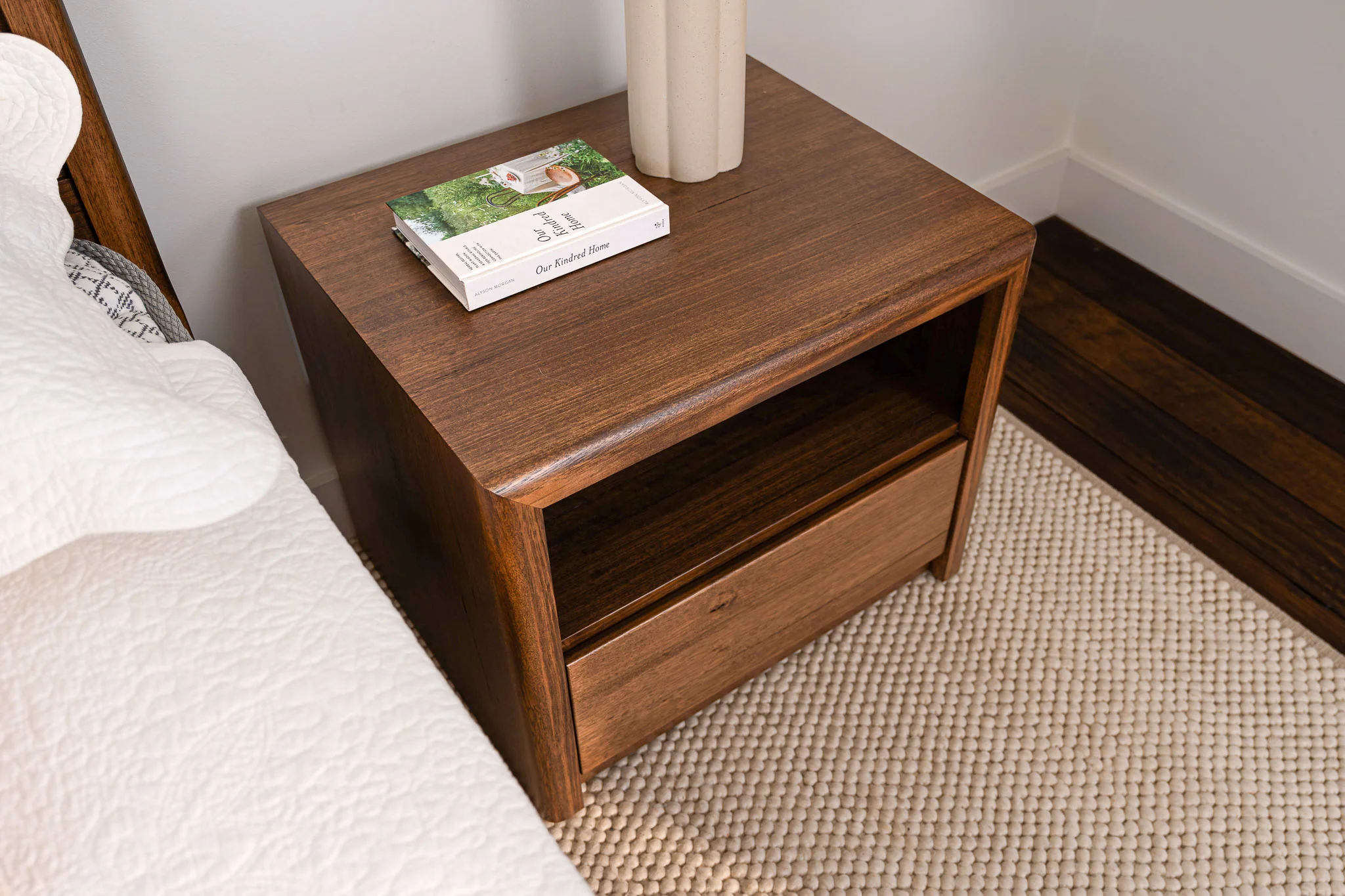 Yakka Tasmanian Oak Feature Grade Bedside Table (Smoked Walnut Stain) - Image 3