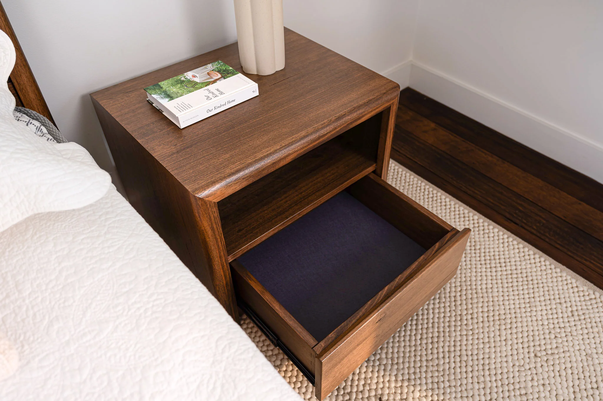 Yakka Tasmanian Oak Feature Grade Bedside Table (Smoked Walnut Stain) - Image 5